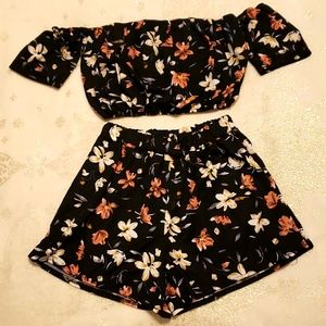 Floral Two Piece Off The Shoulder Romper